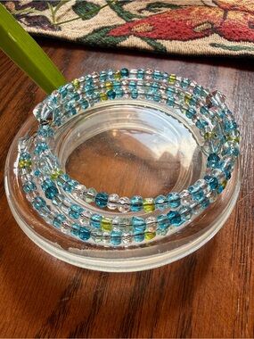 Handmade Turquoise Blue Crystal Wrap Bracelet - Unbranded